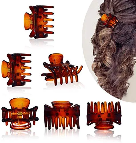 12 PCS Small Hair Clips Women Brown 1.2 Inches Medium Size Hair Claws Clip Hair Styling Butterfly Hair Clamp