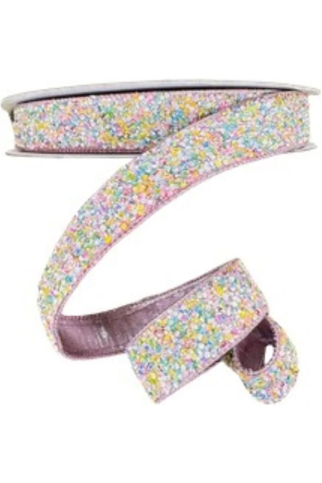 1.5" Pastel Multi Sprinkles Ribbon: Pink (10 Yards)