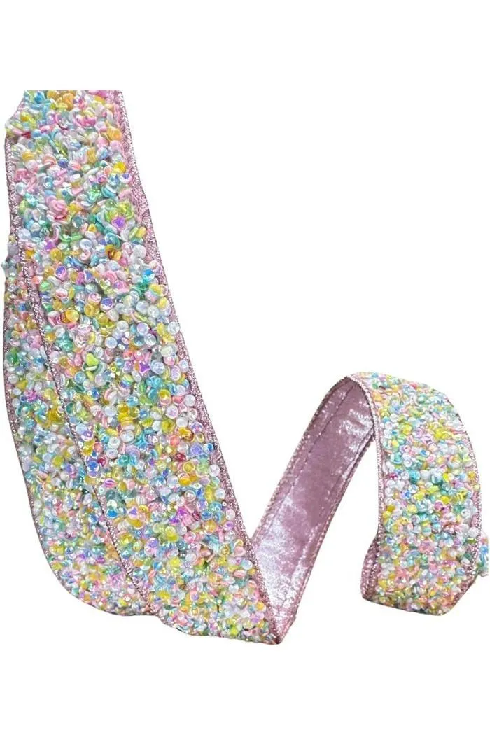 1.5" Pastel Multi Sprinkles Ribbon: Pink (10 Yards)