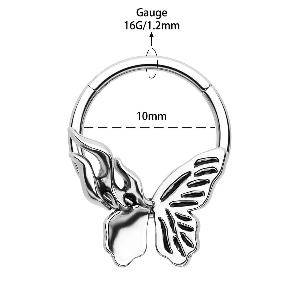 16G Flame-wing Butterfly Hinged Segment Septum Ring