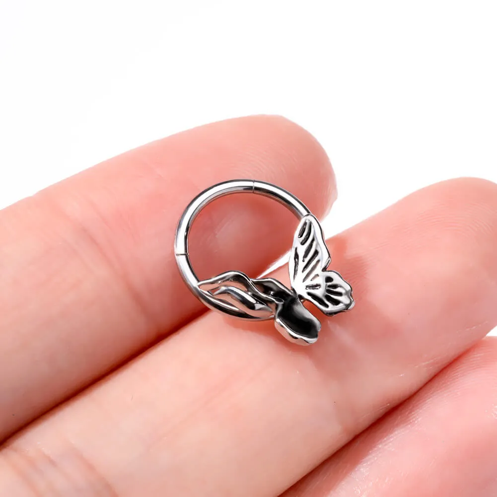 16G Flame-wing Butterfly Hinged Segment Septum Ring