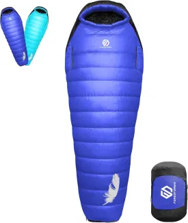 32/15 Degree F Down Sleeping Bag, 550/650 Down Fill Power Cold-Weather Mummy Sleeping Bag for Adults, Ultralight 4 Season Camping, Hiking, Backpacking