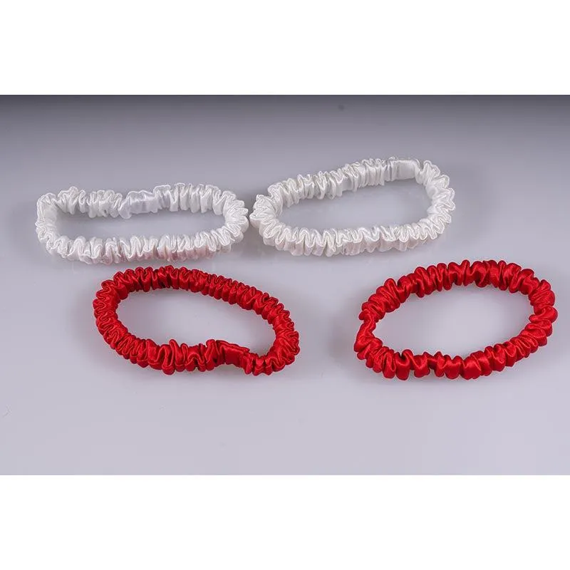 4 Pack Mini Silk Scrunchies - Red & White - dropshipping