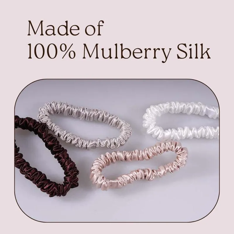 4 Pack Skinny Silk Scrunchies - Natural - dropshipping