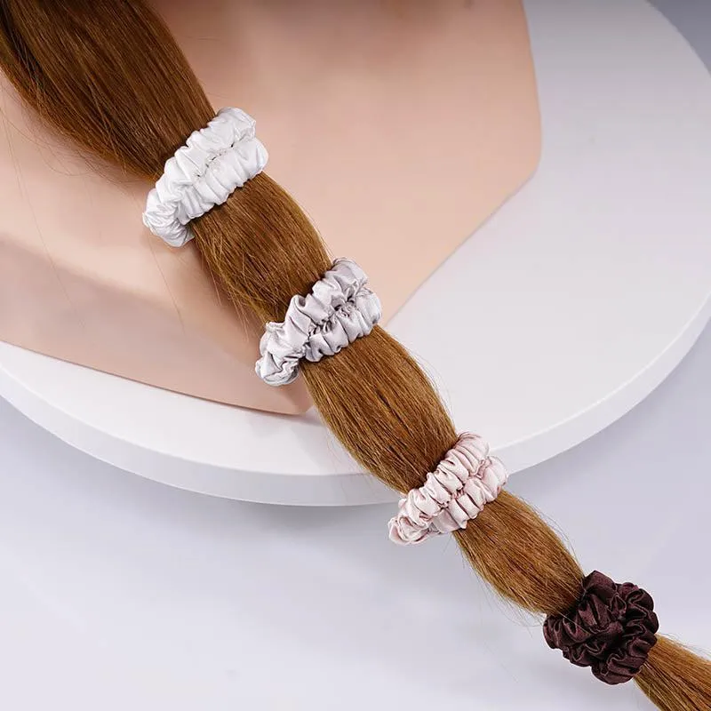 4 Pack Skinny Silk Scrunchies - Natural - dropshipping