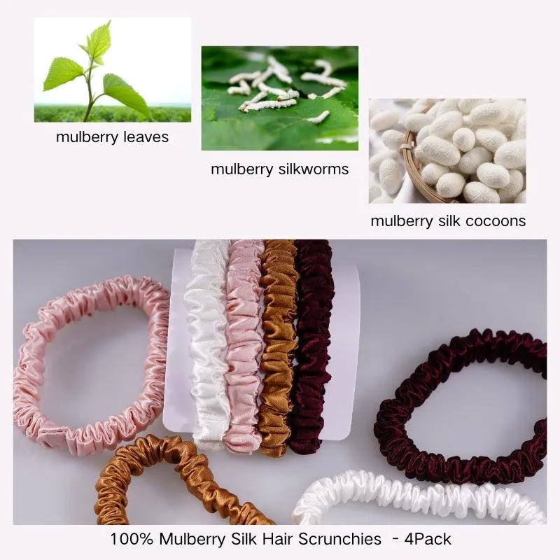 4 Pack Skinny Silk Scrunchies - Vivid - dropshipping