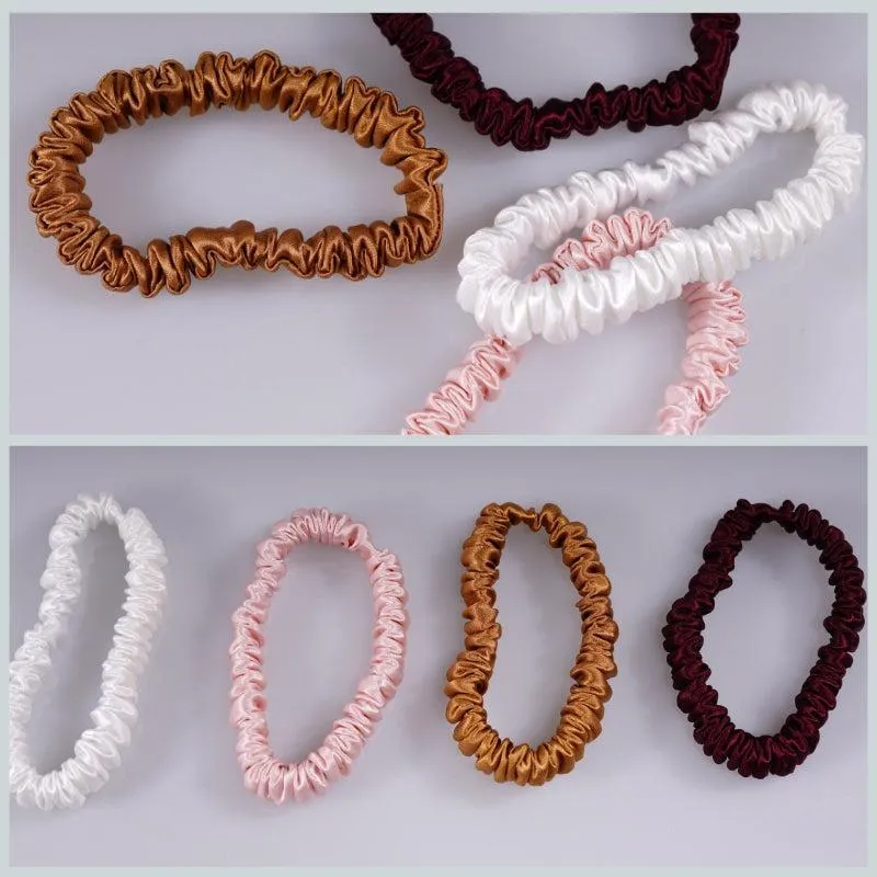 4 Pack Skinny Silk Scrunchies - Vivid - dropshipping