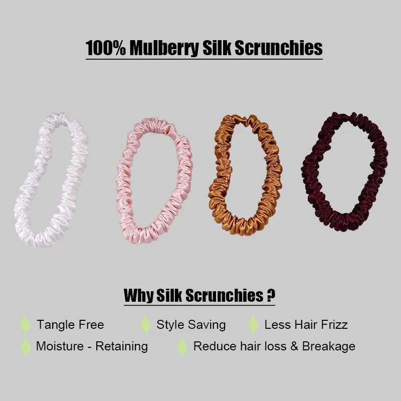 4 Pack Skinny Silk Scrunchies - Vivid - dropshipping