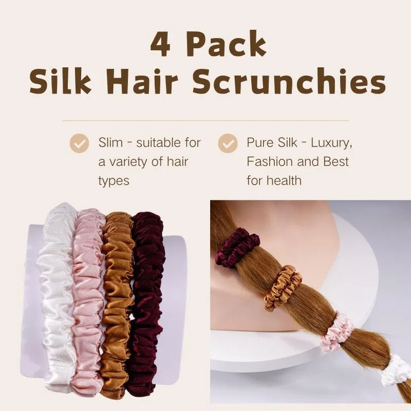4 Pack Skinny Silk Scrunchies - Vivid - dropshipping