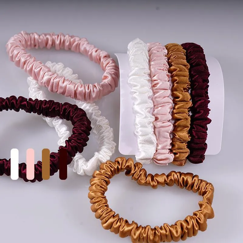 4 Pack Skinny Silk Scrunchies - Vivid - dropshipping