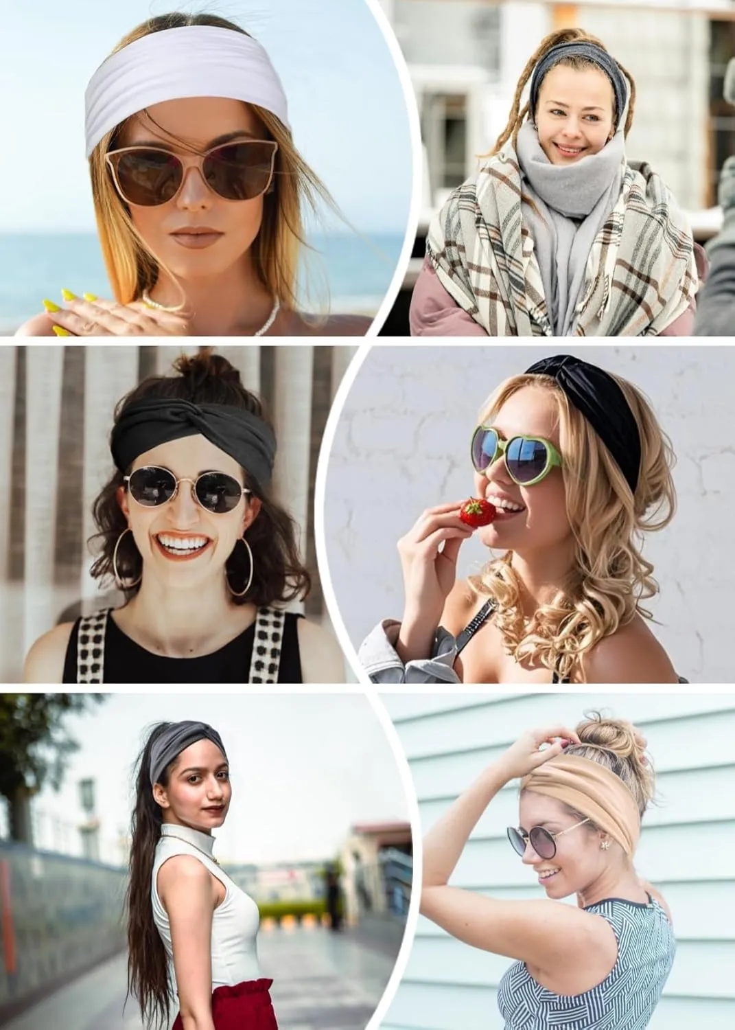4PCS Thick Headbands for Women Knotted Headband Wide Cloth Fabric Cute Stretchy Soft Twist Headbands Womens Fashion Head Bands for Women's Hair Accessories Black Grey