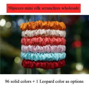 50 pieces mini silk scrunchies wholesale mix colors