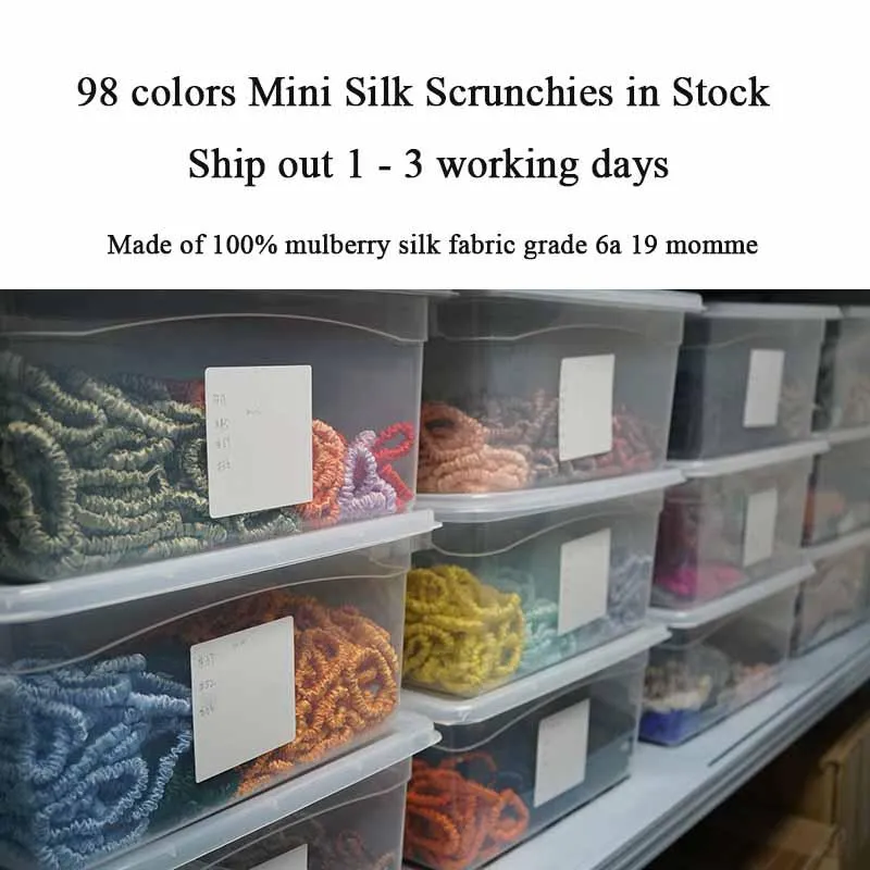 50 pieces mini silk scrunchies wholesale mix colors