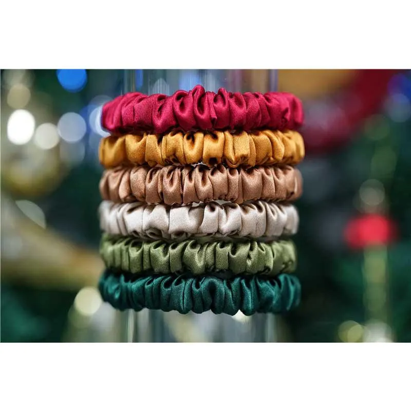 50 pieces mini silk scrunchies wholesale mix colors