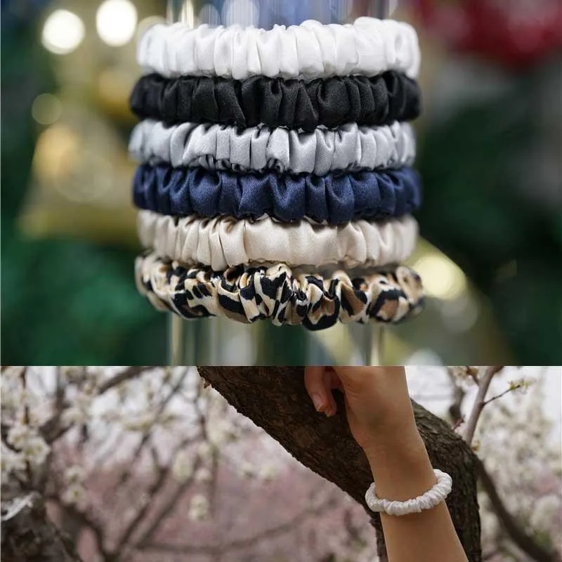 50 pieces mini silk scrunchies wholesale mix colors