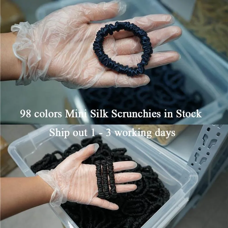 50 pieces mini silk scrunchies wholesale mix colors