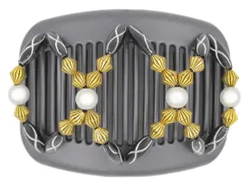 African Butterfly Hair Comb - Dalena Black Pearl 12