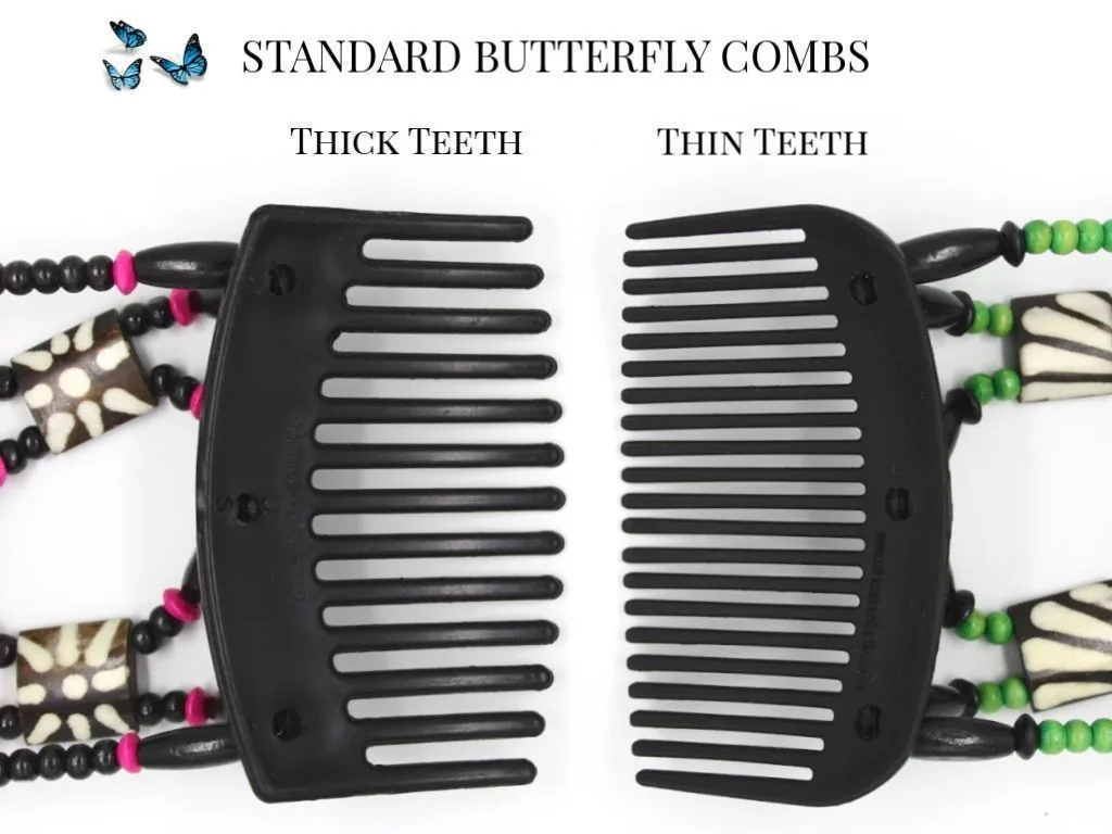 African Butterfly Hair Comb - Flowers Clear 28