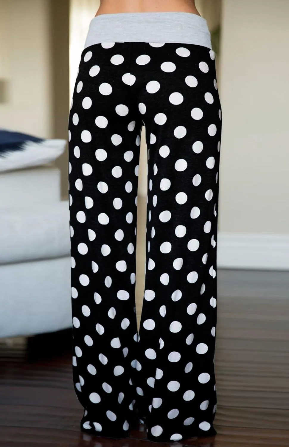 AMiERY Women's Comfy Casual Pajama Pants Floral Print Drawstring Palazzo Lounge Pants Wide Leg