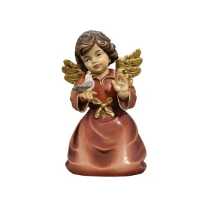 Angel with Bird - Hand Carved Wooden Angel Figurine