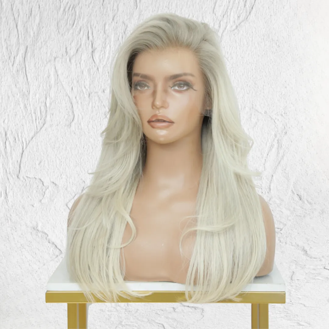 ASH Root Blonde Human Hair Lace Front Wig