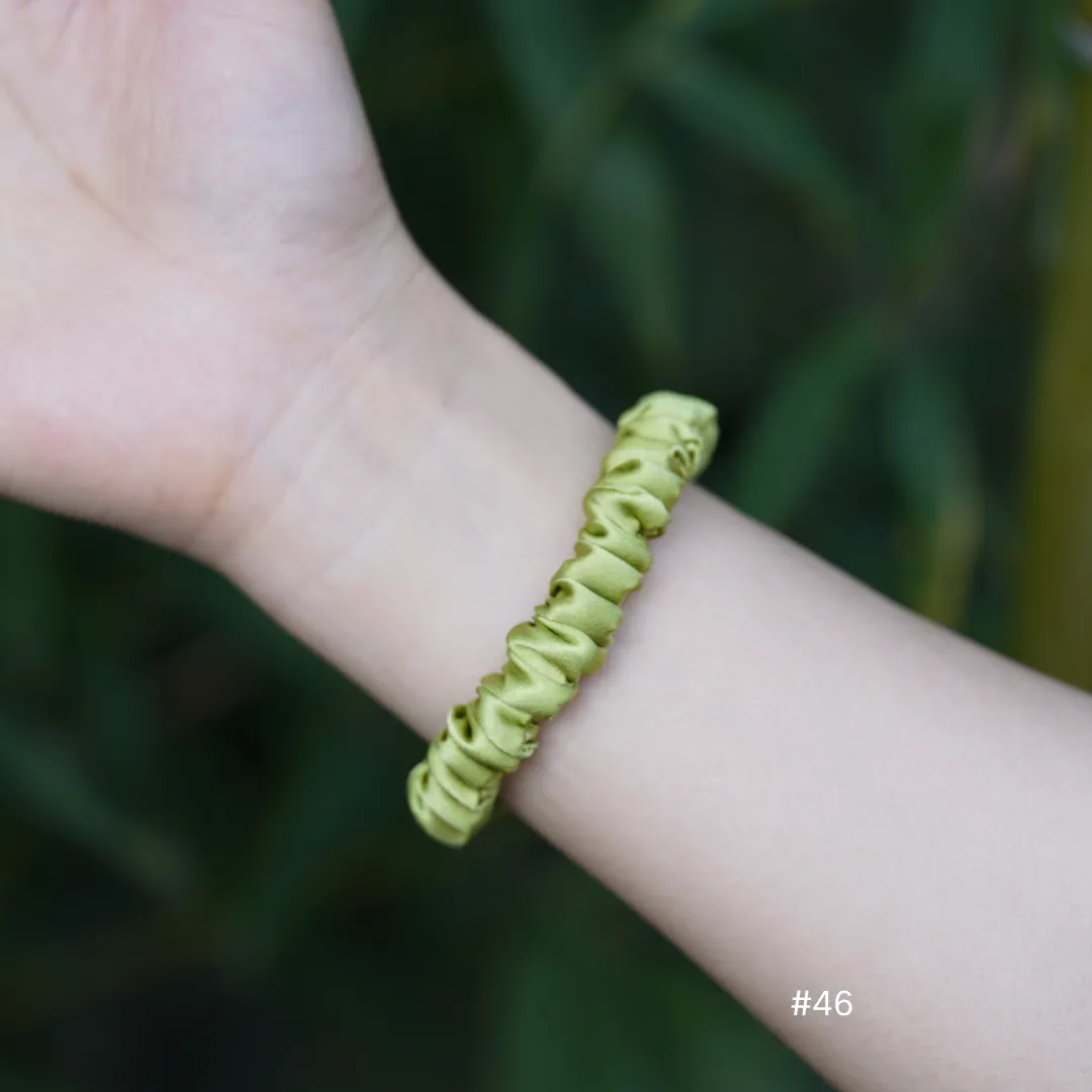 Autumn Green silk scrunchies mini