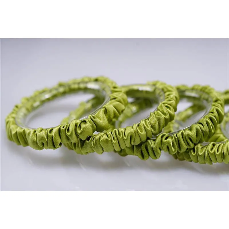 Autumn Green silk scrunchies mini