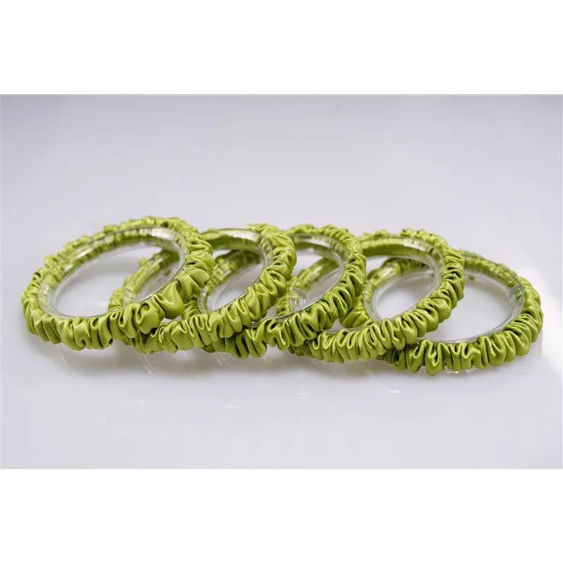 Autumn Green silk scrunchies mini