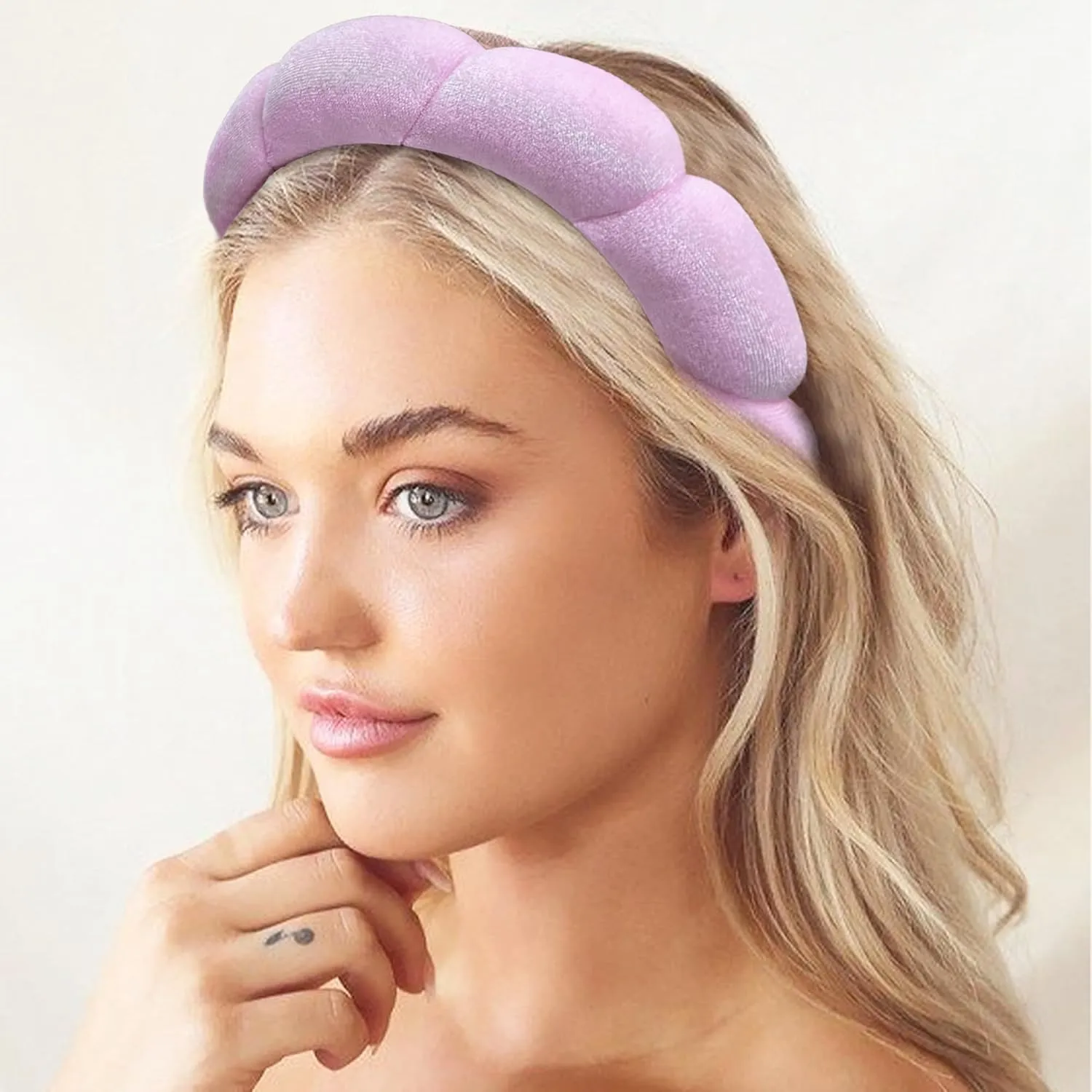 Ayesha Spa Headband for Women Sponge Headband for Washing Face Clouds Soft Hairband Makeup Headbands for Women Girls Shower Makeup Skincare (Purple)