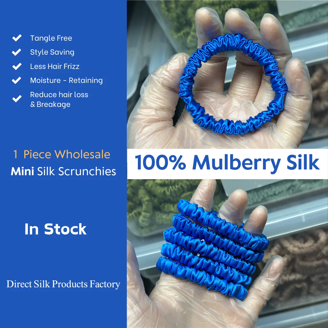 Azure blue silk scrunchies mini