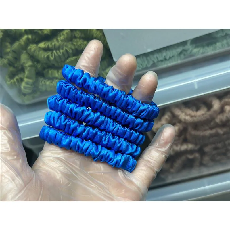Azure blue silk scrunchies mini