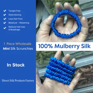Azure blue silk scrunchies mini
