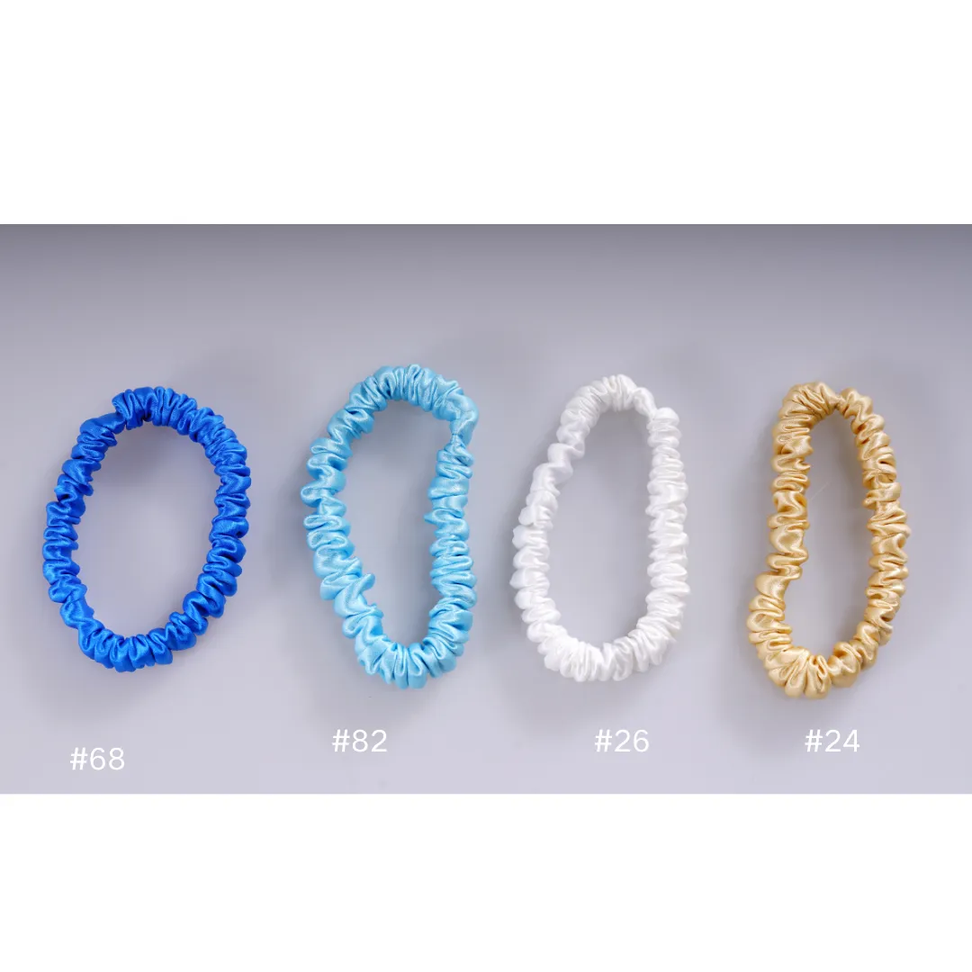 Azure blue silk scrunchies mini