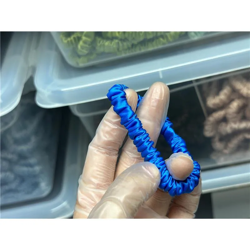 Azure blue silk scrunchies mini