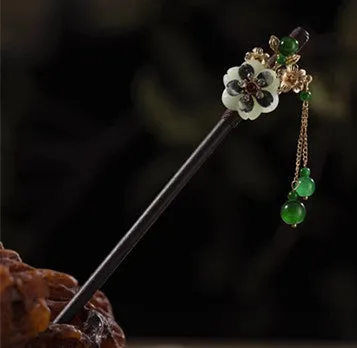 Baochunhong Flower Wooden Hair Sticks
