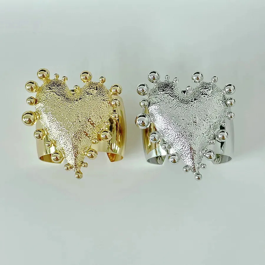 Beats- the Battered Metal Heart Bracelet or Ring 2 Colors