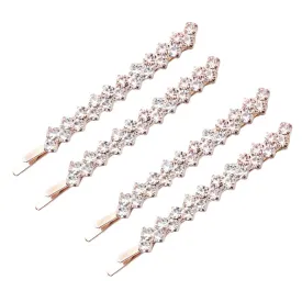 Beaupretty 2 Pairs Crystal Rhinestone Hair Clips, Decorative Hairpins for Bangs, Bridal Hair Accessories for Women Girls