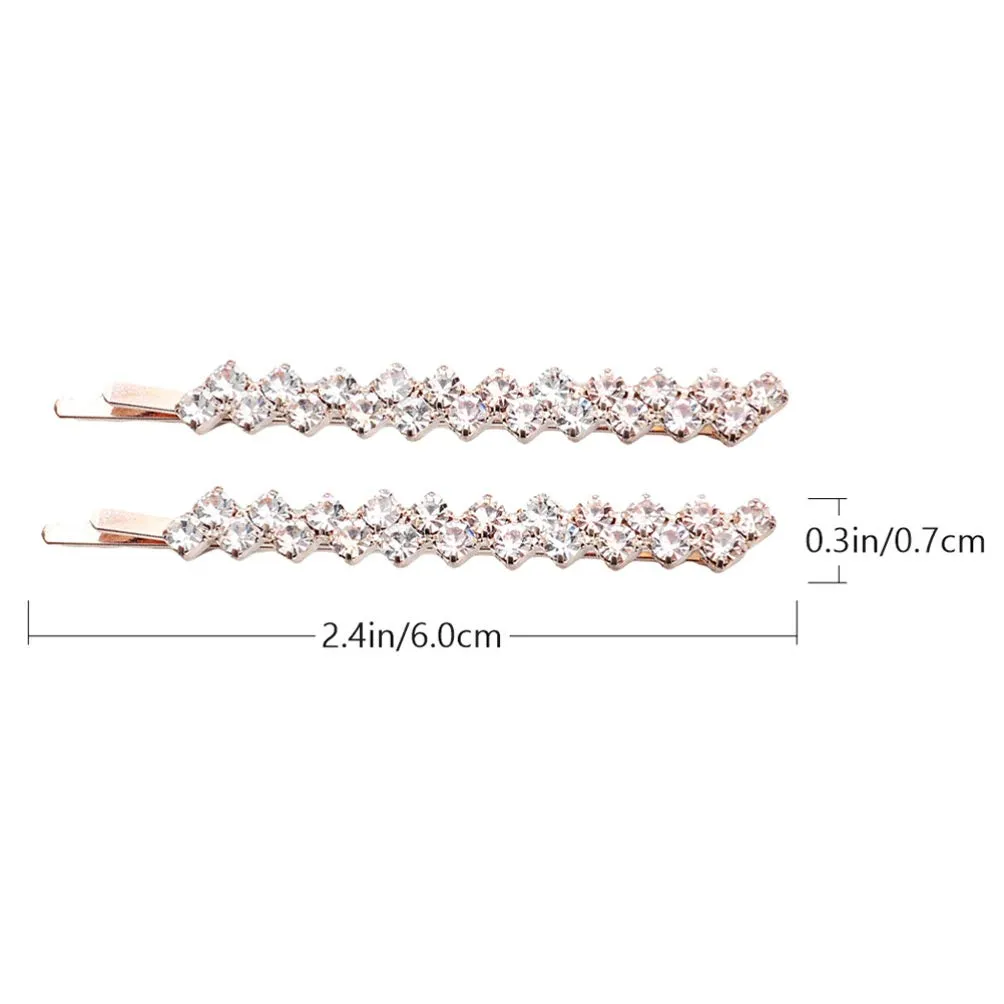 Beaupretty 2 Pairs Crystal Rhinestone Hair Clips, Decorative Hairpins for Bangs, Bridal Hair Accessories for Women Girls