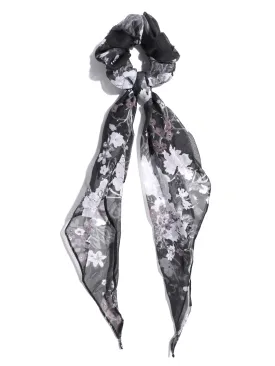 Blueberry black colour floral printed scrunchie