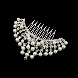 Bridal Pearl and Czech Rhinestone Decorative Comb