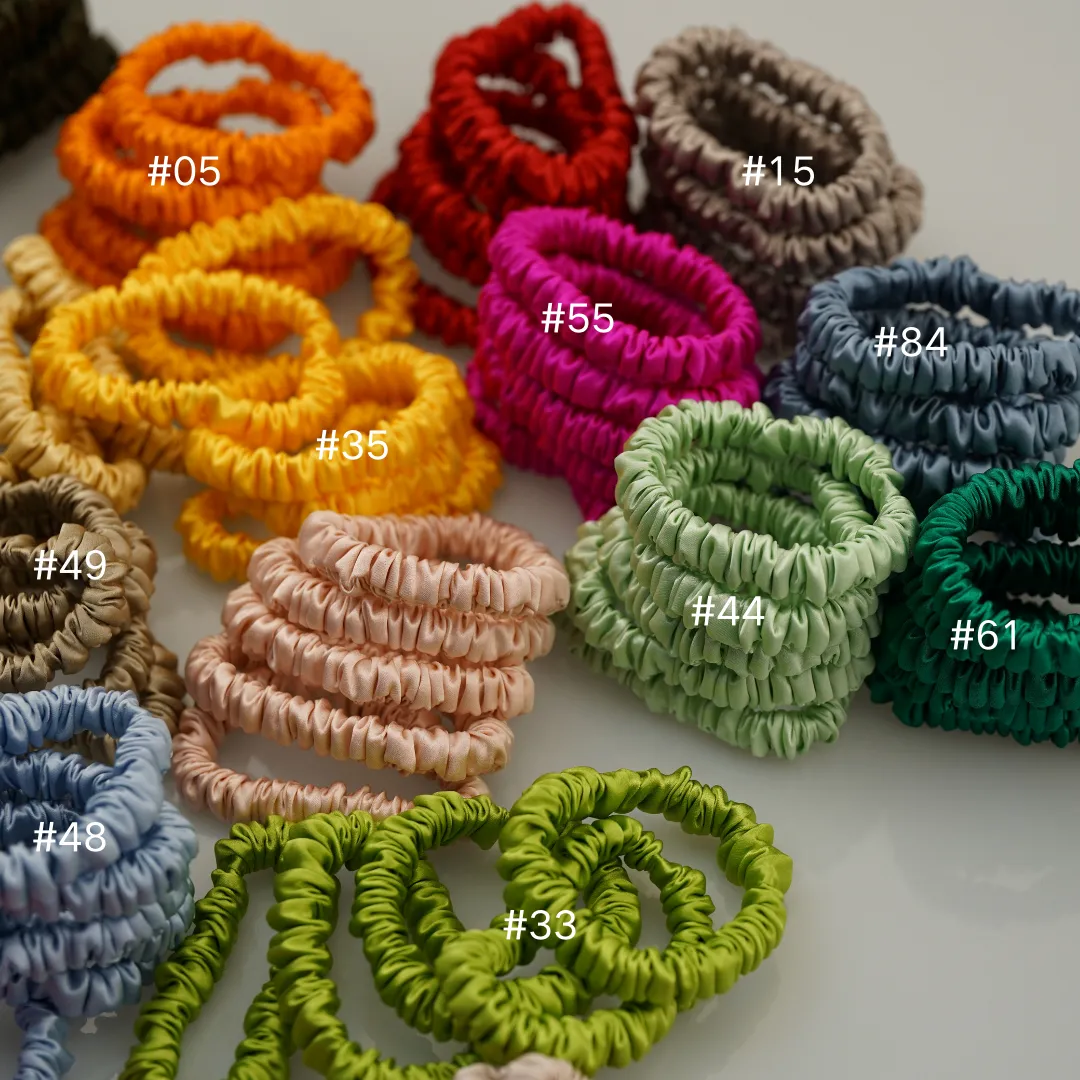 Bright Pink silk scrunchies mini