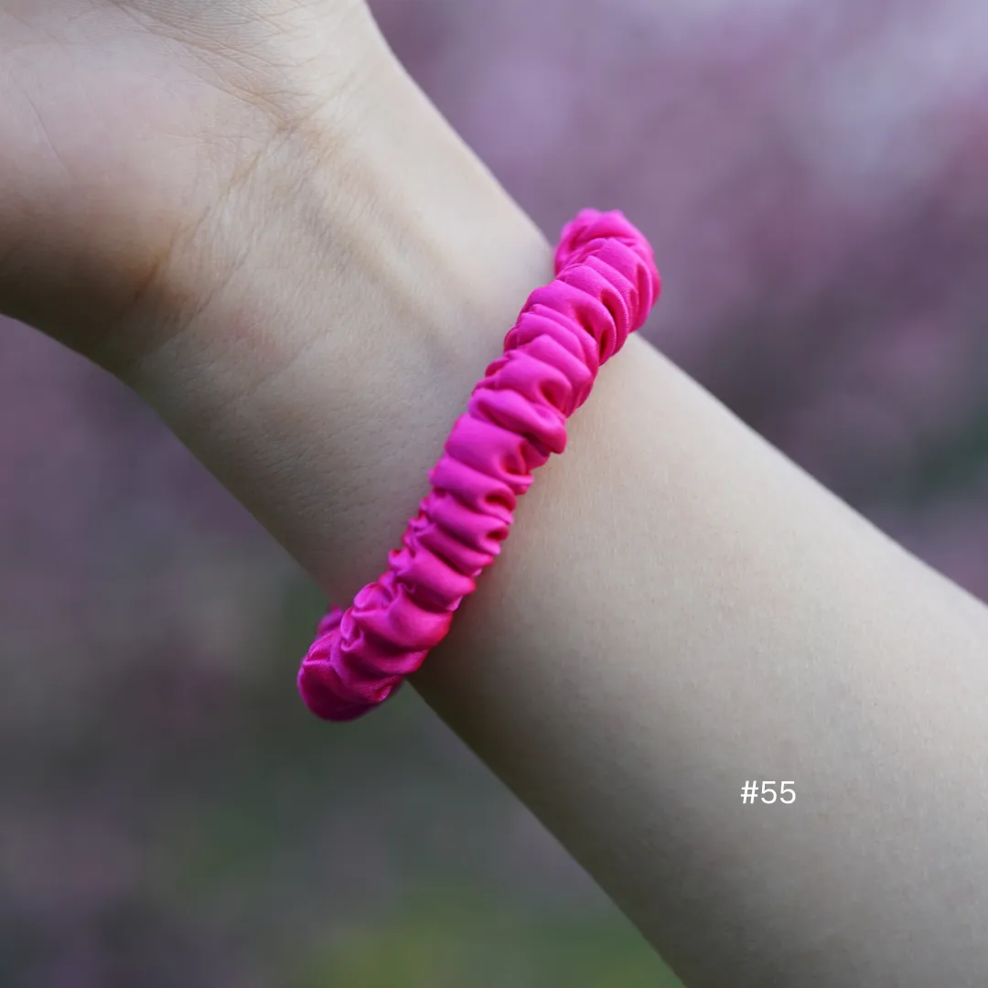 Bright Pink silk scrunchies mini