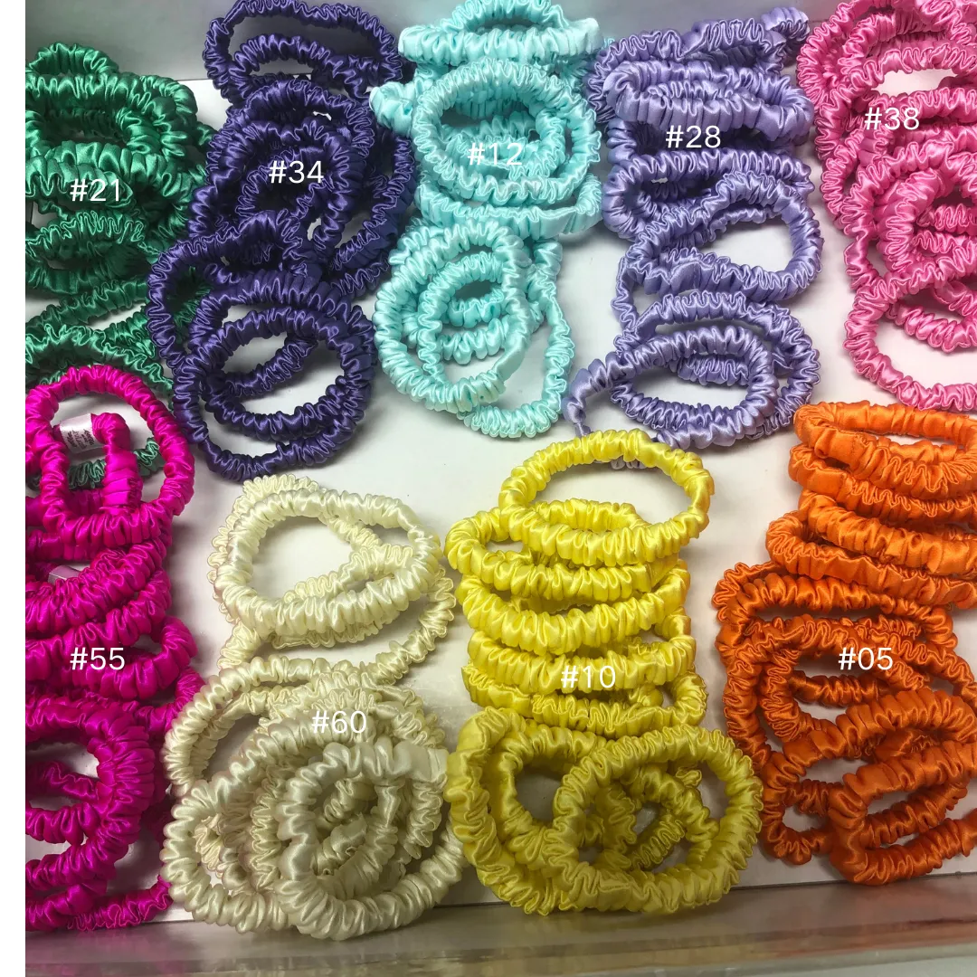 Bright Pink silk scrunchies mini