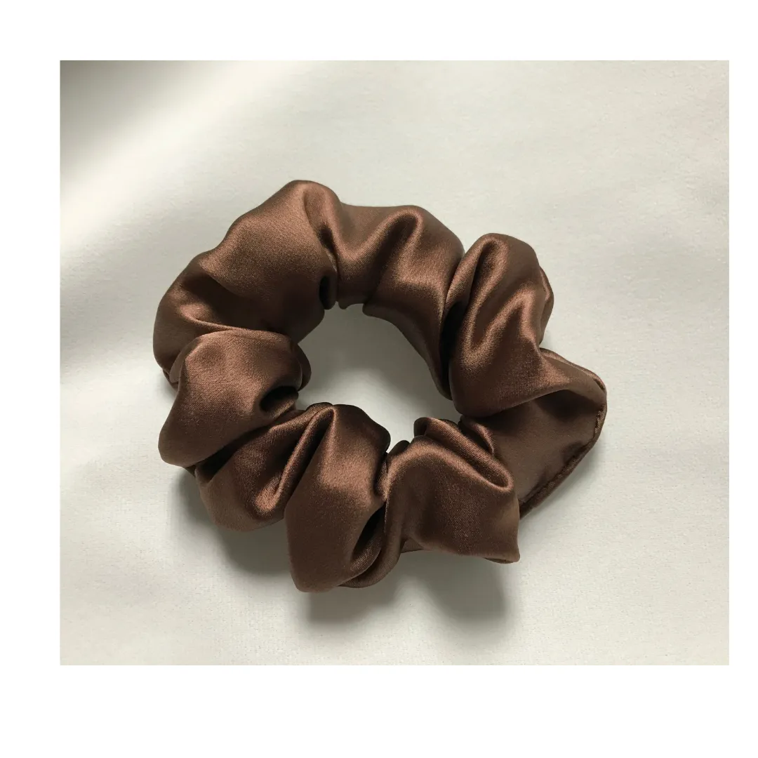 Brown Silk Scrunchie Large