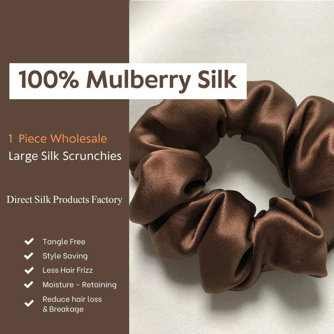 Brown Silk Scrunchie Large