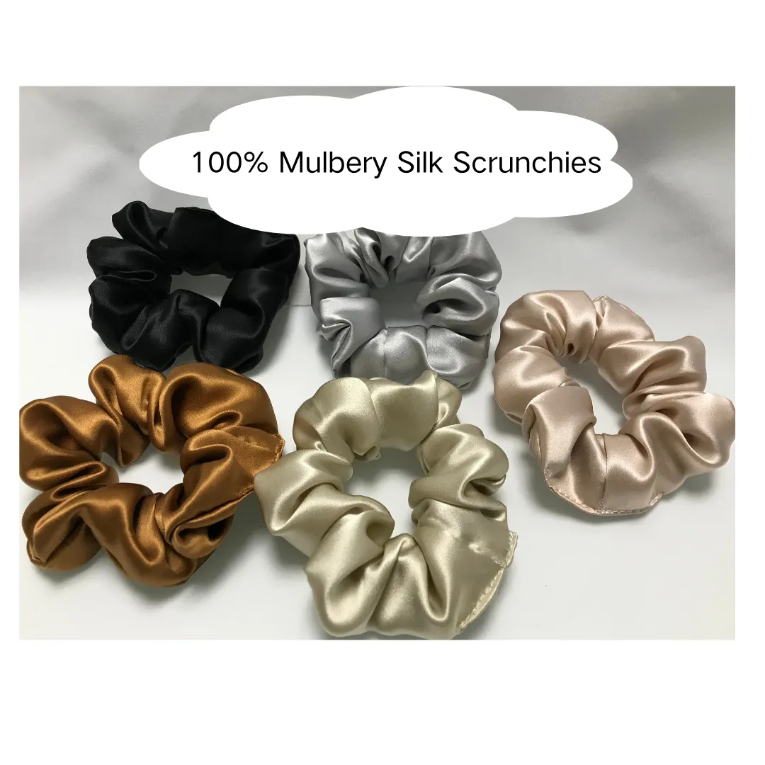 Brown Silk Scrunchie Large