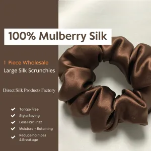Brown Silk Scrunchie Large