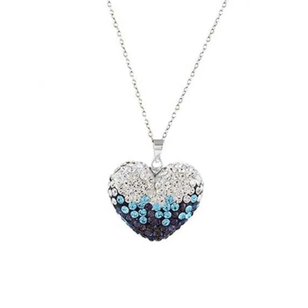 Bubble Heart Pendant in Solid Sterling Silver Made with Swarovski Elements