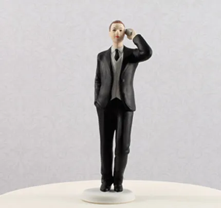 Cell Phone Fanatic Groom Figurine