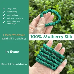 Christmas green silk scrunchies mini